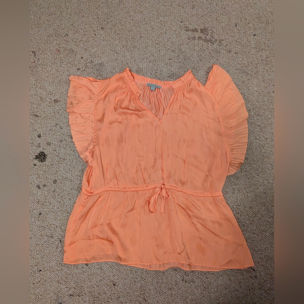 Women's Orange Ruffle Sleeve Top